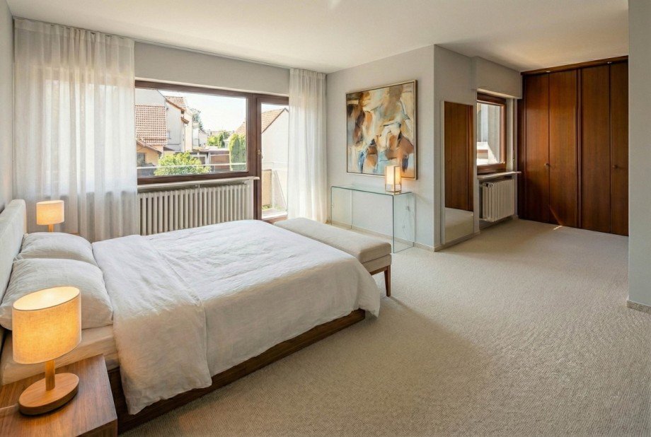 Schlafzimmer 1. OG, virt. m�bliert Einfamilienhaus Viernheim