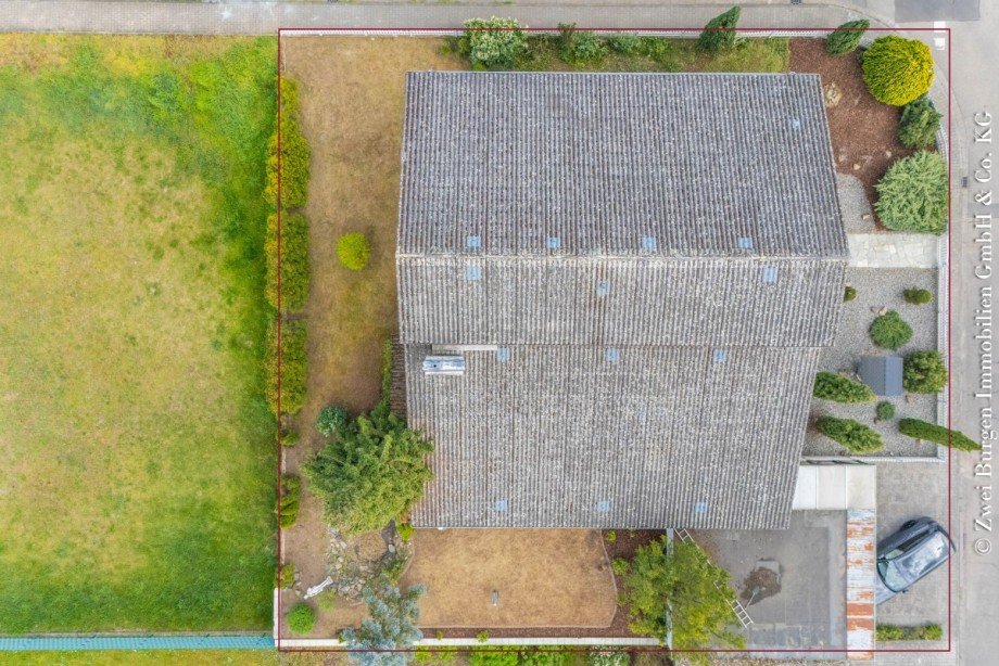 von oben Einfamilienhaus Lorsch