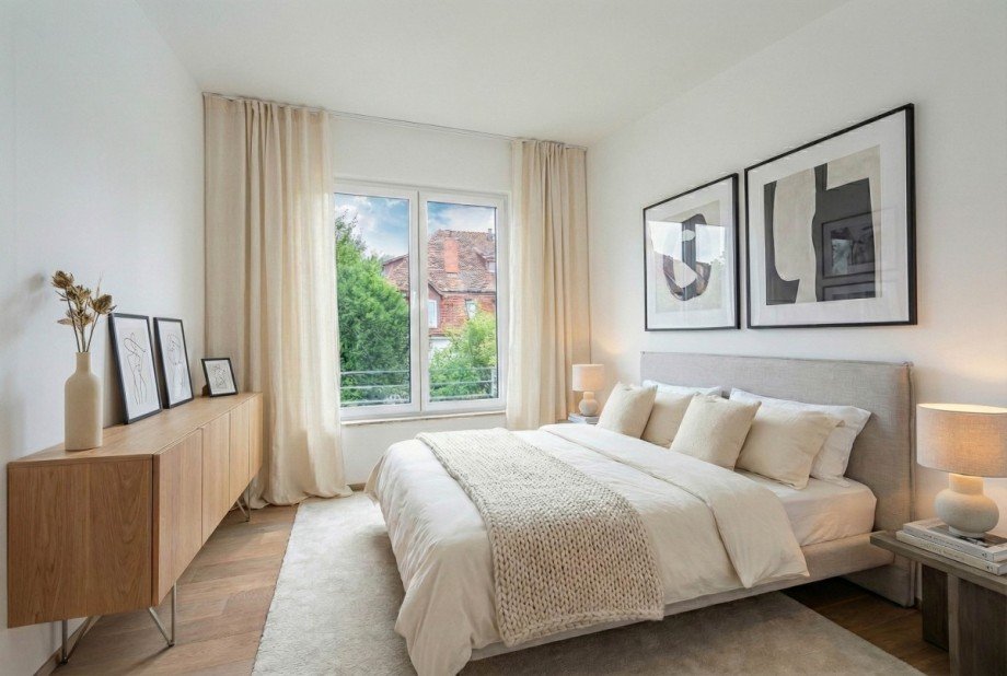 zweites Schlafzimmer, virt. mobliert Wohnung Weinheim