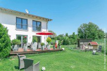 ebener sonniger Garten MODERNE DOPPELHAUSH�LFTE IN RIMBACH-KERNGEMEINDE +VERKAUFT+