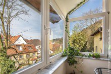 Ausblick vom Essplatz Mediterrane Maisonette-Eigentumswohnung mit Blick auf die Altstadt von Weinheim